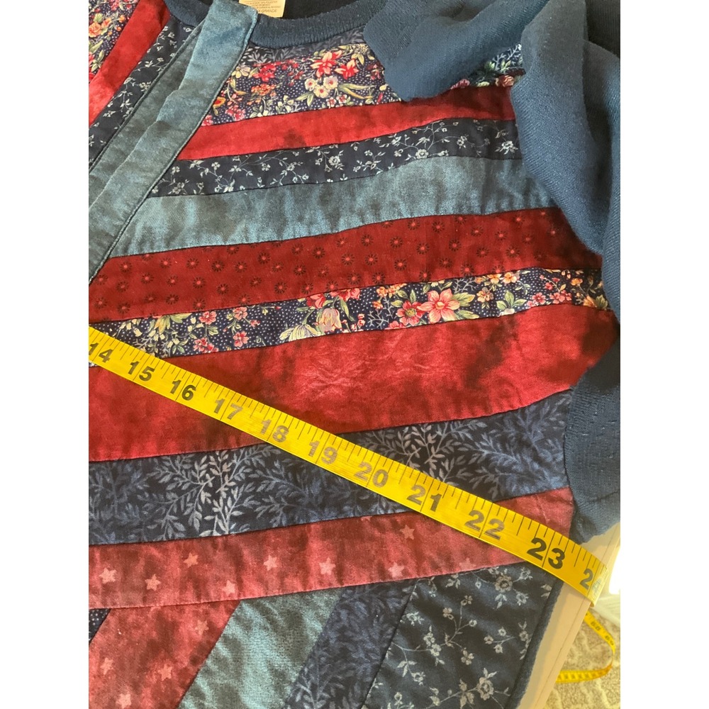 Vtg Hanes Her Way Blazer Patchwork Quilted Fleece Open Cardigan Jacket Casual XL - Picture 5 of 5